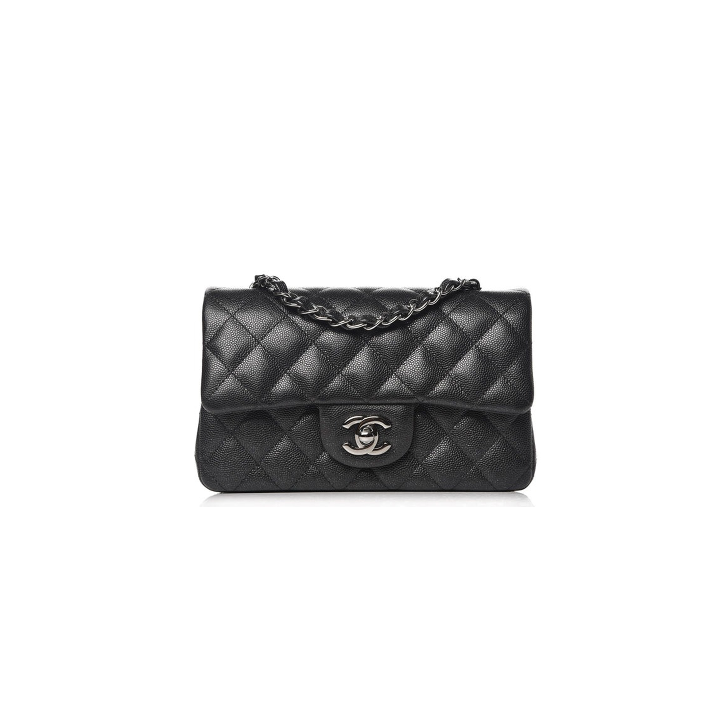 CHANEL IRIDESCENT CAVIAR QUILTED MINI RECTANGULAR FLAP BLACK A69900 (20*13*6cm)
